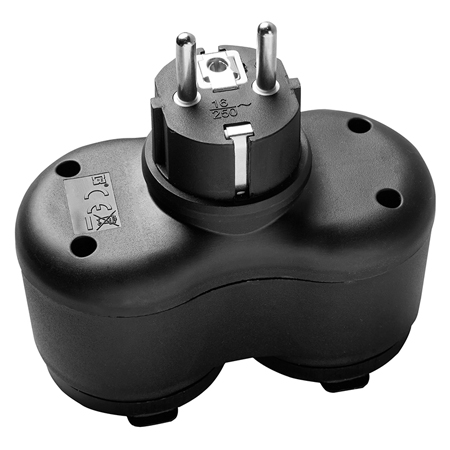 ADAPTOR 2 CAI IP44 16A MAX 3500W - NEGRU