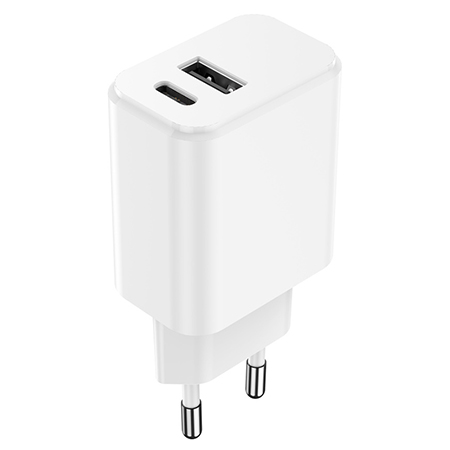 INCARCATOR RETEA USB-C +USB A FAST CHARGING 20W - ALB