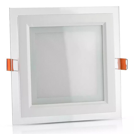 PANOU LED PATRAT INCORPORABIL 18W 6400K ALB RECE, STICLA