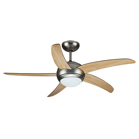 VENTILATOR TAVAN 60W CU ILUMINAT - ARGINTIU/LEMN