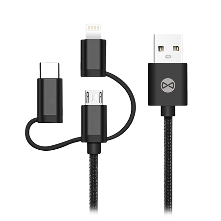 CABLU 3IN1 USB-LIGHTNING-UCB-C-MICRO USB 1M 1.5A - NEGRU