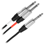 CABLU Y JACK 6.3MM STEREO - 2 X JACK 6.3MM MONO 1M