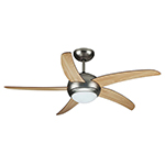 VENTILATOR TAVAN 60W CU ILUMINAT - ARGINTIU/LEMN