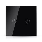 INTRERUPATOR SMART DUBLU DIN STICLA CU TOUCH, NEGRU